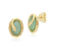 Gemondo ECFEW™ Jade Winding Snake Stud Earrings In Gold Plated Sterling Silver