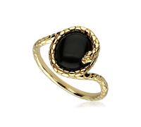 Gemondo ECFEW™ Onyx Winding Snake Ring In Gold Plated Sterling Silver - L