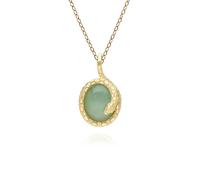 Gemondo Ecfew™ Oval Jade Winding Snake Pendant Necklace In Gold Plated Sterling Silver