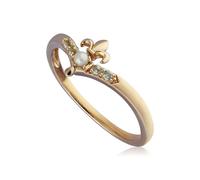 Gemondo ECFEW™ Pearl Fleur De Lis Wishbone Ring In 9ct Yellow Gold - P