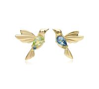 Gemondo ECFEW™ Peridot and Blue Topaz Hummingbird Stud Earrings in 925 Sterling Silver
