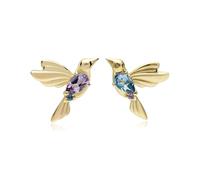Gemondo ECFEW™ Pink Amethyst and Blue Topaz Hummingbird Stud Earrings in 925 Sterling Silver