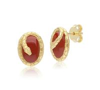 Gemondo ECFEW™ Red Jasper Winding Snake Stud Earrings In Gold Plated Sterling Silver