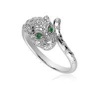 Gemondo ECFEW™ 'The Unifier' Tsavorite & Diamond Cheetah Ring in 9ct White Gold - N