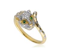 Gemondo ECFEW™ 'The Unifier' Tsavorite & Diamond Cheetah Ring in 9ct Yellow Gold - S