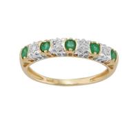 Gemondo Emerald Half Eternity Band Ring, 9ct Yellow Gold 0.27ct Natural Emerald & 2pt Diamond Ring