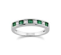 Gemondo Emerald Ring, 9ct White Gold 0.33ct Emerald & Diamond Half Eternity Ring