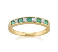 Gemondo Emerald Ring, 9ct Yellow Gold 0.29ct Natural Emerald & Diamond Half Eternity Ring