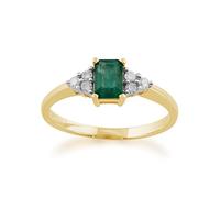 Gemondo Emerald Ring, 9ct Yellow Gold 0.53ct Natural Emerald & Diamond Single Stone Ring