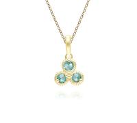 Gemondo Floral Emerald Three Stone Pendant Necklace in 9ct Yellow Gold