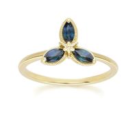 Gemondo Floral Marquise Sapphire Ring in 9ct Yellow Gold - N