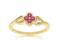 Gemondo Floral Round Ruby Ring in 9ct Yellow Gold - N