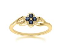 Gemondo Floral Round Sapphire Ring in 9ct Yellow Gold - L