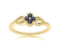 Gemondo Floral Round Sapphire Ring in 9ct Yellow Gold - O