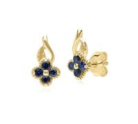 Gemondo Floral Round Sapphire Stud Earrings in 9ct Yellow Gold