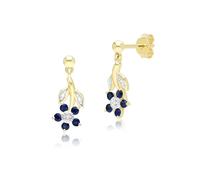 Gemondo Floral Sapphire & Diamond Drop Earrings in 9ct Yellow Gold