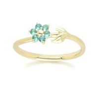 Gemondo Floral Vine Emerald Ring in 9ct Yellow Gold - N