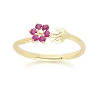 Gemondo Floral Vine Ruby Ring in 9ct Yellow Gold - N