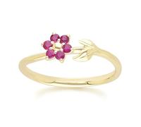 Gemondo Floral Vine Ruby Ring in 9ct Yellow Gold - P
