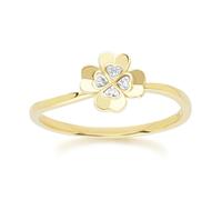 Gemondo Gardenia Diamond Clover Ring in 9ct Yellow Gold - O