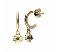 Gemondo Gardenia Emerald Clover Hoop Earrings In 9ct Yellow Gold