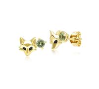 Gemondo Gardenia Peridot Fox Earrings In 9ct Yellow Gold