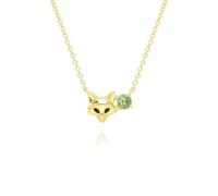 Gemondo Gardenia Peridot Fox Necklace In 9ct Yellow Gold