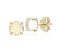 Gemondo Gardenia Rock Crystal Cabochon Stud Earrings in Gold Plated Sterling Silver