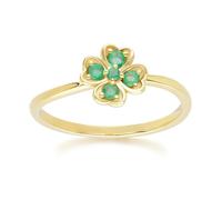 Gemondo Gardenia Round Emerald Clover Ring in 9ct Yellow Gold - O