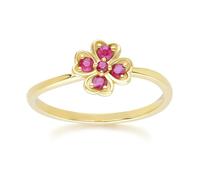 Gemondo Gardenia Round Ruby Clover Ring in 9ct Yellow Gold - M