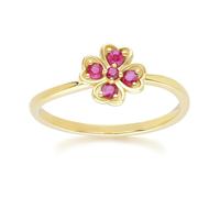 Gemondo Gardenia Round Ruby Clover Ring in 9ct Yellow Gold - N