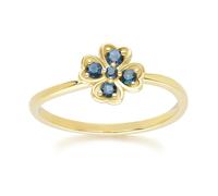 Gemondo Gardenia Round Sapphire Clover Ring in 9ct Yellow Gold - P