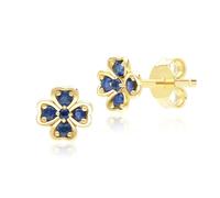 Gemondo Gardenia Round Sapphire Clover Stud Earrings in 9ct Yellow Gold
