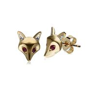 Gemondo Gardenia Ruby Fox Earrings In 9ct Yellow Gold