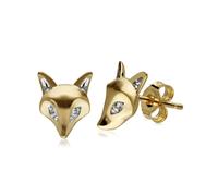 Gemondo Gardenia White Sapphire Fox Earrings In 9ct Yellow Gold