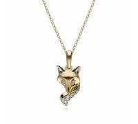 Gemondo Gardenia White Sapphire Fox Pendant Necklace In 9ct Yellow Gold