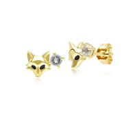 Gemondo Gardenia White Topaz Fox Earrings In 9ct Yellow Gold