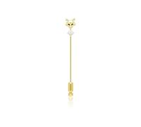 Gemondo Gardenia White Topaz Fox Lapel Pin In 9ct Yellow Gold