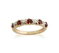 Gemondo Garnet Ring, 9ct Yellow Gold 0.56ct Garnet & Diamond Half Eternity Ring