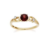 Gemondo Garnet Ring, 9ct Yellow Gold Garnet & Diamond Classic Dress Solitaire Ring