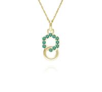 Gemondo Geometric Hexagon and Round Linked with Prong set Emerald Pendant in 9ct Yellow Gold