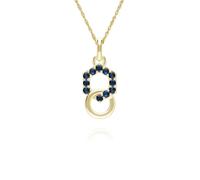 Gemondo Geometric Hexagon and Round Linked with Prong set Sapphire Pendant in 9ct Yellow Gold