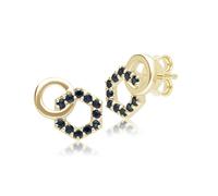 Gemondo Geometric Hexagon and Round Linked with Prong set Sapphire Stud Earrings in 9ct Yellow Gold