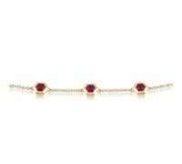 Gemondo Geometric Hexagon Ruby Bezel Set Three Stone Bracelet in 9ct Yellow Gold