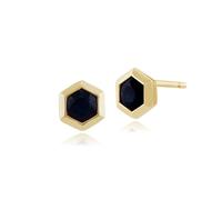 Gemondo Geometric Hexagon Sapphire 9ct Yellow Gold Stud Earrings