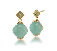 Gemondo Gold Plated Sterling Silver 10.00ct Jade & 0.11ct Peridot Earrings