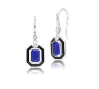 Gemondo Grand Deco Black Enamel, Lapis Lazuli & Topaz Drop Earrings in Sterling Silver