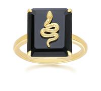 Gemondo Grand Deco Black Onyx Snake Ring in Gold Plated Sterling Silver - P