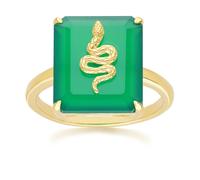Gemondo Grand Deco Green Chalcedony Snake Ring in Gold Plated Sterling Silver - L