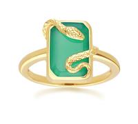 Gemondo Grand Deco Green Chalcedony Snake Wrap Ring in Gold Plated Sterling Silver - P